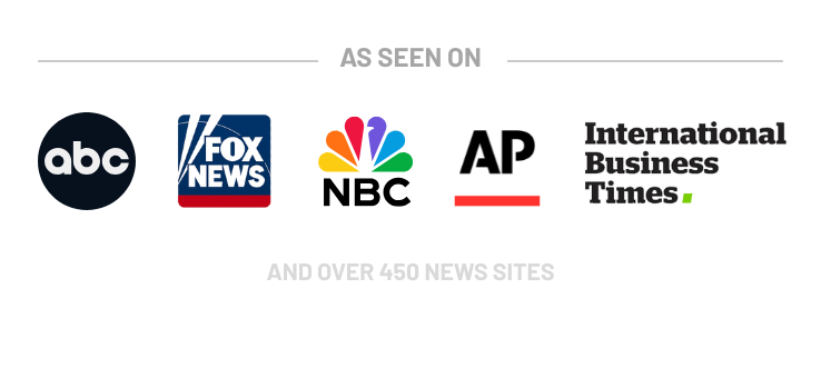 Logos of major news organizations on a white background