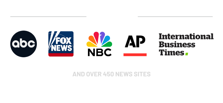 Logos of major news organizations on a white background