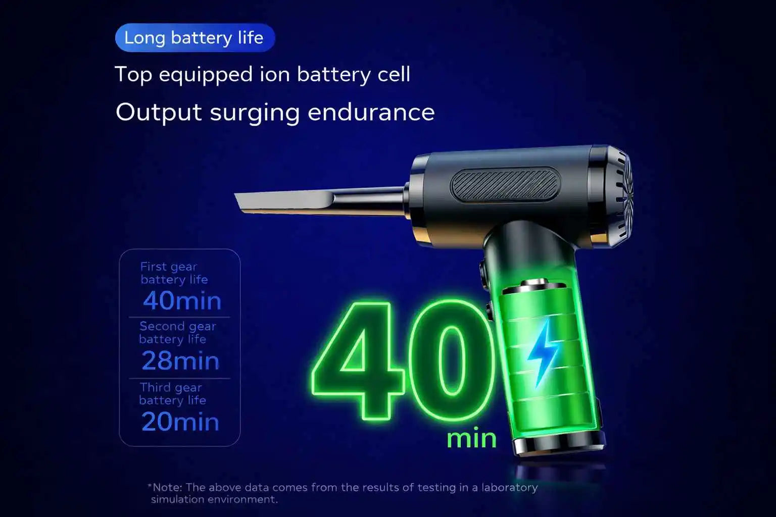 Electric nail drill with battery life display on a dark background