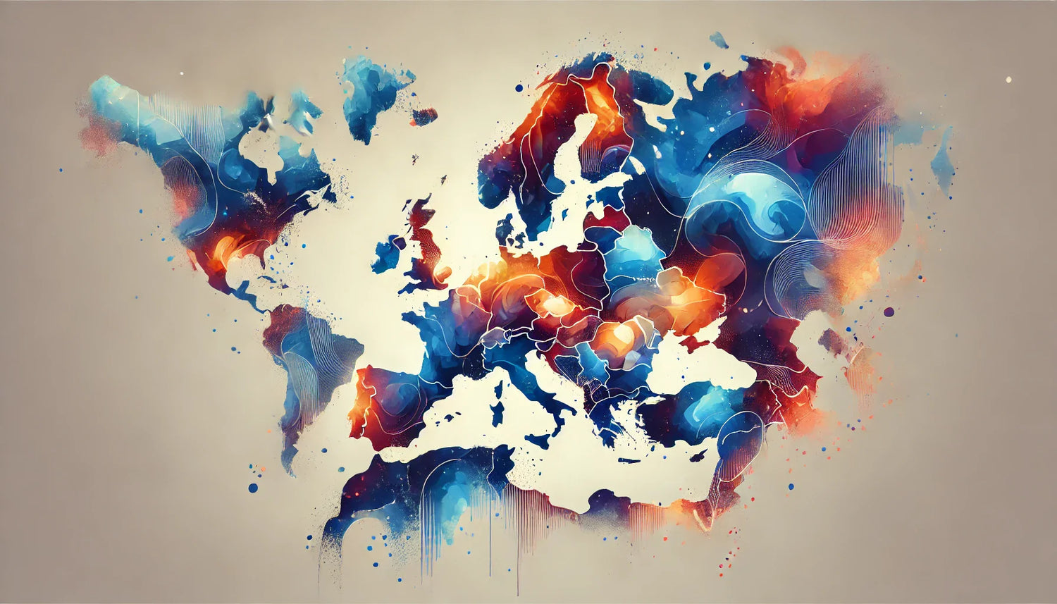 Colorful abstract map of Europe on a beige background